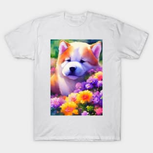 Watercolor akita inu puppy T-Shirt